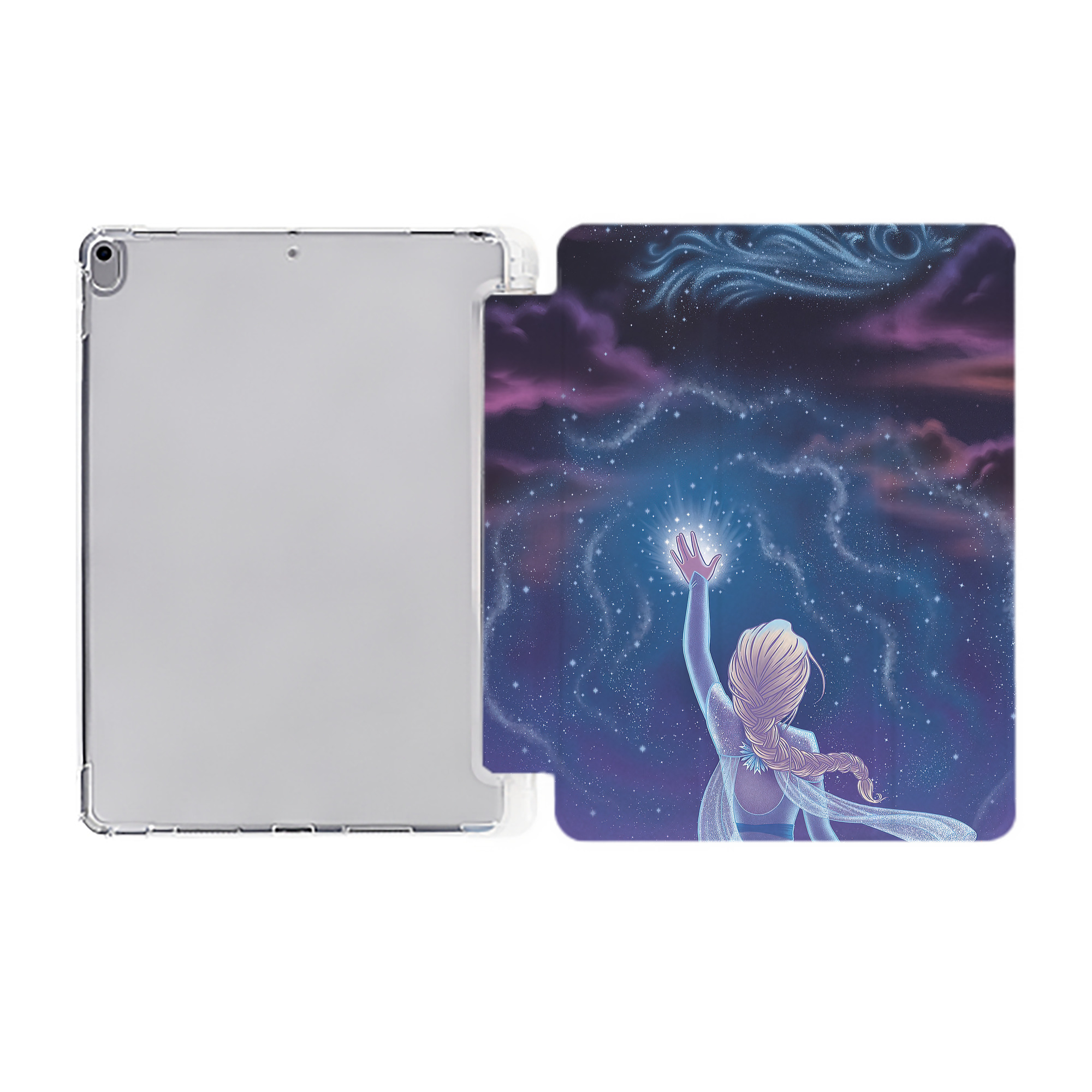 （画像用） アナと雪の女王 アンナ エルサ Frozen Anna Elsa IPad ケース ペン収納付き 三つ折りスタンド PUレザー×シリコン 対応機種9.5/10.5/10.9インチ